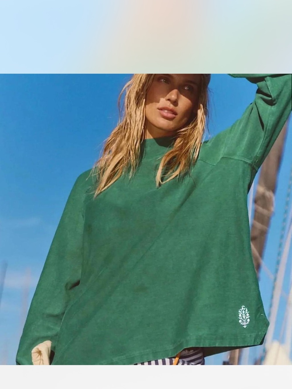FP Movement by Free People Oversized Long Sleeve Tee in Green
